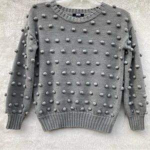 ASOS New Look sweater polka dot pom poms grey 6